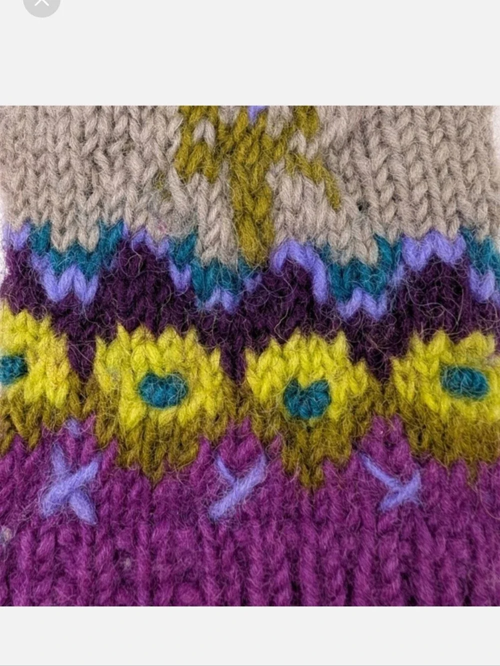 Sundance Lost Horizons Fingerless Mittens Wool Hand Knit Nepal Floral Purple